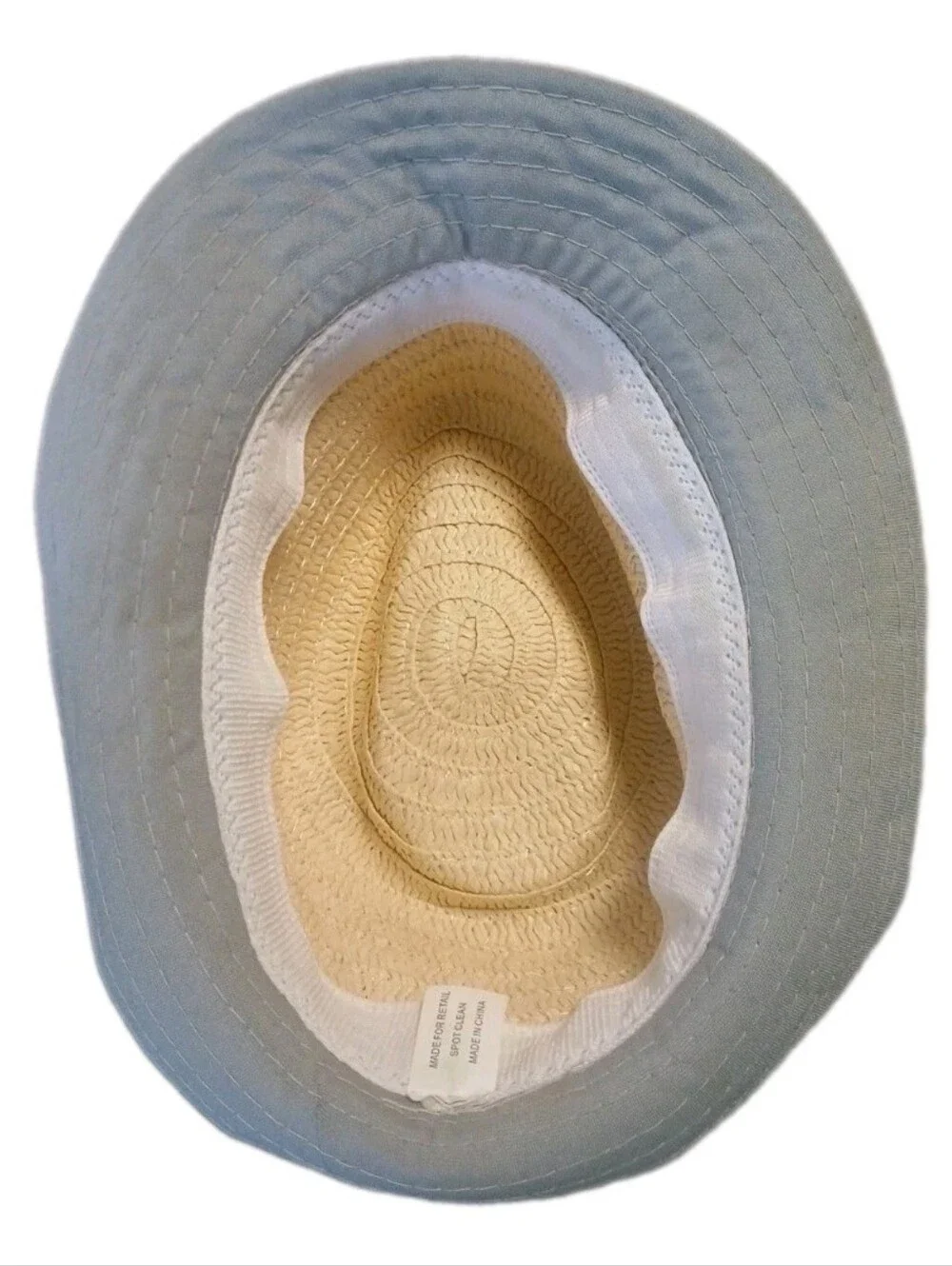 No Brand Tag Childrens Toddler Fidora  Sun Hat Natural with Gray Brim Navy Band